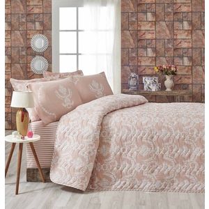 Přehoz přes postel na dvoulůžko s povlaky na polštáře Alanur 200x220 cm růžový vyobraziť