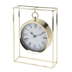 Stolové kovové hodiny 25 cm zlaté vyobraziť