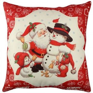 Vánoční dekorační polštář se sněhuláky VASO 43x43 cm bílý/červený vyobraziť