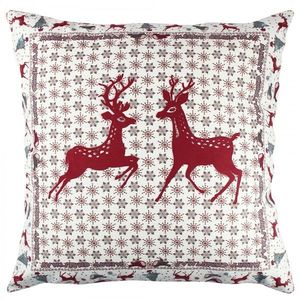 Vánoční dekorační polštář se soby VASO 43x43 cm bílý/červený vyobraziť