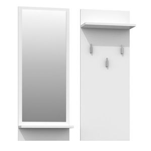 Vešiaková stena so zrkadlom - RIVA - biela matná vyobraziť