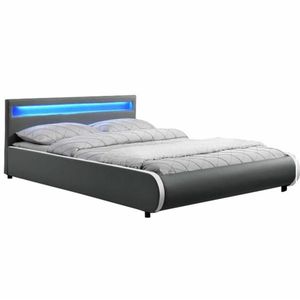 KONDELA Manželská posteľ s RGB LED osvetlením, sivá, 160x200, DULCEA vyobraziť