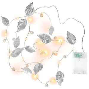 Osvetlenie perly a strieborné listy, 20 LED, teplá biela vyobraziť