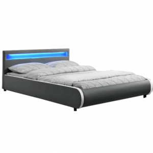 Manželská posteľ s RGB LED osvetlením, sivá, 160x200, DULCEA vyobraziť