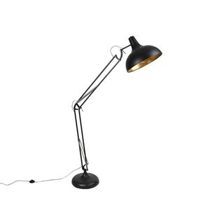 Priemyselná stojaca lampa čierna so zlatom nastaviteľná - Hobby vyobraziť