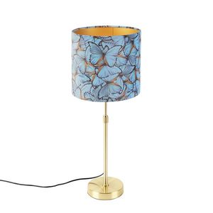 Stolová lampa zlatá / mosadz so zamatovým odtieňom motýle 25 cm - Parte vyobraziť
