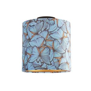 Stropná lampa s velúrovými odtieňmi motýľov so zlatom 25 cm - čierna Combi vyobraziť
