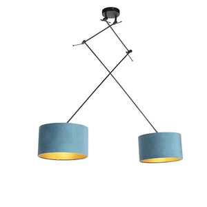 Závesná lampa so zamatovými odtieňmi modrá so zlatou 35 cm - Blitz II čierna vyobraziť