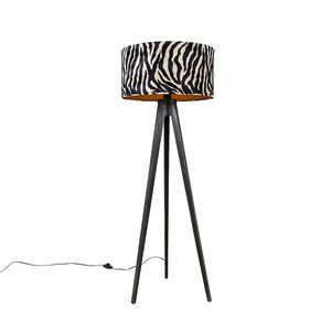 Stojacia lampa statív čierny s tienidlom zebra 50 cm - Tripod Classic vyobraziť