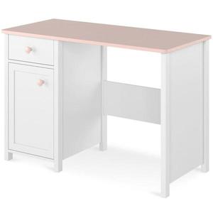 Písací stôl 1D1S Luna LN-03 biely/ružové vyobraziť