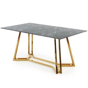 Stôl Konami 160 Sklo/Oceľ – Čierna/Zlatá vyobraziť