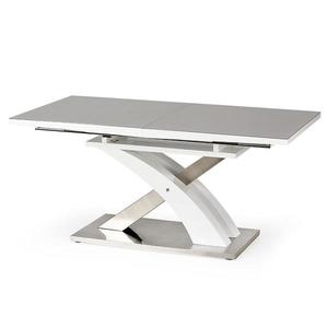 Rozkladací stôl Sandor 2 160/220x90cm Sklo/Mdf/Oceľ – Popolavý/Biely vyobraziť