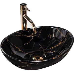 Umývadlo na dosku Sofia Black Marble Shiny vyobraziť