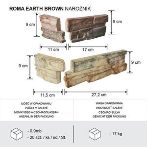 Betónový Obkladový Kameň Roma Earth Brown Rohový vyobraziť