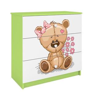 Komoda Pre Detská Babydreams Zelená – Medveď Kvety vyobraziť