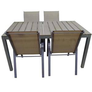 Sada stôl Polywood + 4 stoličky taupe vyobraziť