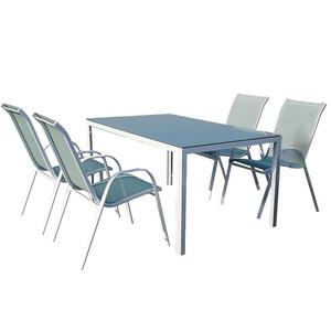 Sada Bergen sklenený stôl + 4 stoličky morský vyobraziť