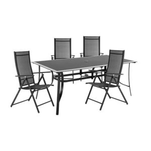 Záhradný set - 4 stoličky a stôl - čierna vyobraziť