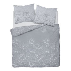 Súprava 1+1 posteľnej bavlnenej obliečky, Kvety na šedom vyobraziť