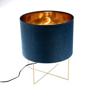 Moderne tafellamp blauw met goud - Rosalina vyobraziť