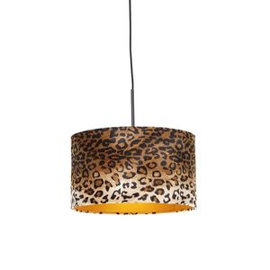 Moderné závesné svietidlo čierne s tienidlom leopard 35 cm - Combi vyobraziť