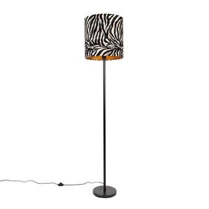 Moderná stojanová lampa čierne látkové tienidlo zebra 40 cm - Simplo vyobraziť