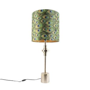 Stolná lampa v štýle art deco zlatý zamatový odtieň v pávom prevedení 40 cm - Diverso vyobraziť
