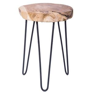 Dřevěná stolička s kovovými nohami vyobraziť