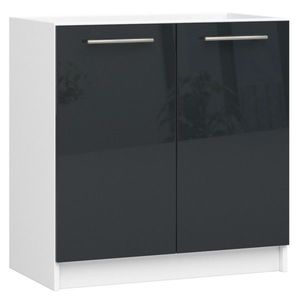 Kuchyňská skříňka pod dřez Olivie S 80 cm matná bílá/černá lesk vyobraziť