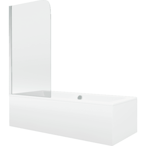 Vana Mexen Cube 170x80 cm s panelem bílá + jednokřídlá zástěna pohyblivá 70 x 140 cm čirá/chrom vyobraziť