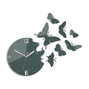 Moderné nástenné hodiny MOTÝLE GRAY gray (nalepovacie hodiny na stenu) vyobraziť