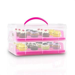 Klarstein USS Pink Cookie, ružový, prenosný box na koláče s 2 poschodiami, 2 roštami a držadlom vyobraziť