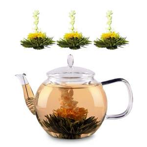 Feelino Sklenená kanvica, 800 ml, borosilikátové sklo, s uzáverom, čajové sitko a čajové kvety vyobraziť