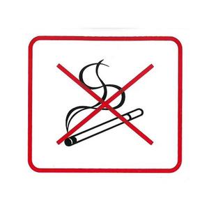 Zákaz vstupu s cigaretou 110x90 mm samolepka vyobraziť