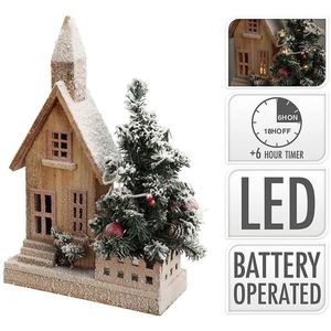 Vianočný domček so stromčekom led 44 cm ACW006550 vyobraziť