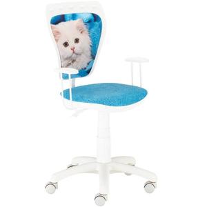 Kancelárska stolička Ministyle White Biela mačka tyrkysový prehoz vyobraziť