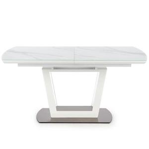 Rozkladací stôl Blanco 160/200 Sklo/Mdf/Oceľ – Biely Marmur/Biely vyobraziť