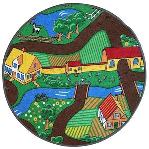 Koberec Kids Farm 0, 8/0, 8 okrúhly zelený vyobraziť