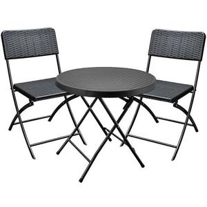 Sada okrúhly stôl +2 stoličky čierna vyobraziť