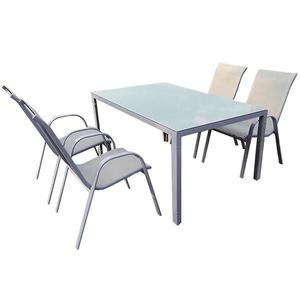 Sada Bergen sklenený stôl + 4 stoličky šedá vyobraziť