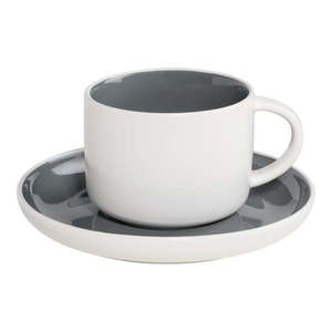 Sivo-biely porcelánový hrnček s tanierikom Maxwell&Williams Tint, 240ml vyobraziť