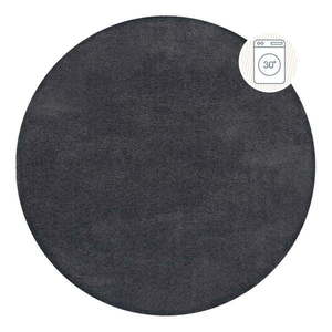 Tmavosivý umývateľný okrúhly koberec z recyklovaných vlákien 133x133 cm Fluffy – Flair Rugs vyobraziť