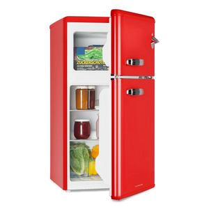 Klarstein Irene, kombinovaná retro chladnička, 61 l chladnička, 24 l mraznička, červená vyobraziť