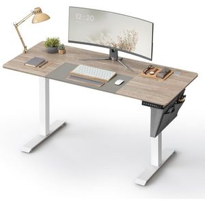 Elektricky nastavitelný psací stůl Redikt 140 cm bílý/hnědý vyobraziť