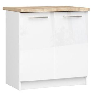 Kuchyňská skříňka Olivie S 80 cm 2D bílá/bílý lesk/dub sonoma vyobraziť