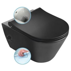 SAPHO - AVVA CLEANWASH závesná WC misa, Rimless, integrovaná batéria a bidetová spŕška 35, 5x53cm, čierna matná 100315-110 vyobraziť