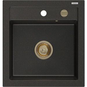 MEXEN/S MEXEN/S - Vito Vito granitový drez 1-miska 520x490 mm, čierna / zlatá metalik, + zlatý sifón 6503521000-75-G vyobraziť