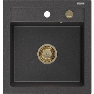 MEXEN/S MEXEN/S - Vito Vito granitový drez 1-miska 520x490 mm, čierna kropenatá, + zlatý sifón 6503521000-76-G vyobraziť