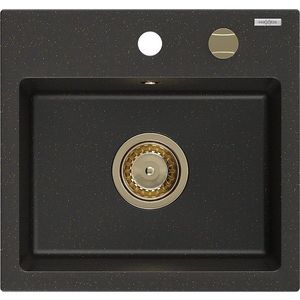 MEXEN/S MEXEN/S - Milo granitový drez 1 435 x 410 mm, čierna/zlatý metalik, + zlatý sifón 6505441000-75-G vyobraziť