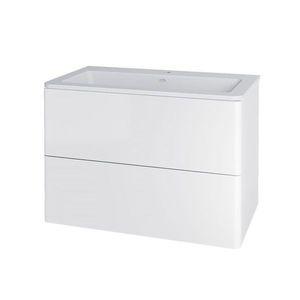 MEREO - Siena, kúpeľňová skrinka s umývadlom z litého mramoru 81 cm, biela lesk CN411M vyobraziť
